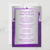 Purple Silver Scrolls, Hearts Photo Wedding Invite (Back)