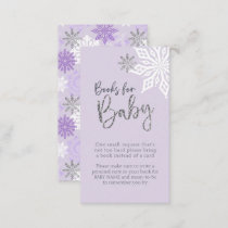 Purple Silver Snowflake Baby Shower Book Request Enclosure Card
