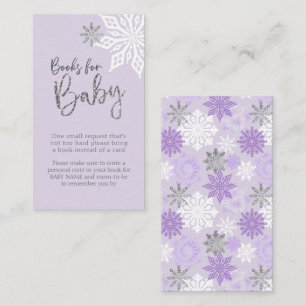Purple Silver Snowflake Baby Shower Book Request Enclosure Card