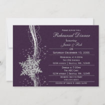 purple silver Snowflake Wedding Rehearsal Invites