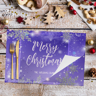 Purple Silver Snowflake Winter Wonderland Placemat