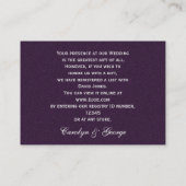 purple Silver Snowflakes wedding gift registry Enclosure Card (Back)