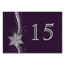 purple Silver Snowflakes wedding table numbers