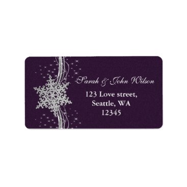 purple Silver Snowflakes Winter address label