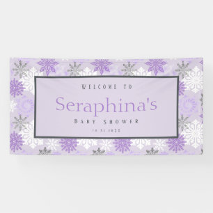 Purple Silver Snowflakes Winter Baby Shower Banner