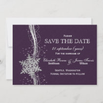 purple Silver Snowflakes Winter  save the date