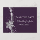 purple Silver Snowflakes Winter save the Date