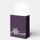 purple Silver Snowflakes Winter wedding favor box (Opened)