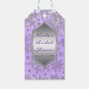 Purple Silver Snowflakes Winter Wonderland Party Gift Tags