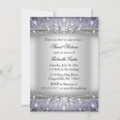 Purple & Silver Sparkle Diamond Sweet 16 Invite (Back)