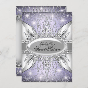 Purple & Silver Sparkle Diamond Sweet 16 Invite