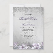 Purple Silver Sparkle Dress Bridal Shower Invite (Back)