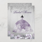 Purple Silver Sparkle Dress Bridal Shower Invite (Front/Back)