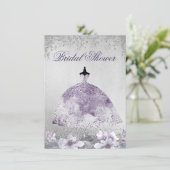 Purple Silver Sparkle Dress Bridal Shower Invite (Standing Front)
