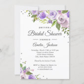 Purple Silver Sparkle Floral Bridal Shower Invite (Front)