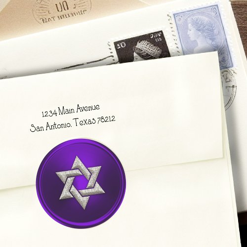 Purple Silver Star of David Envelope Seal