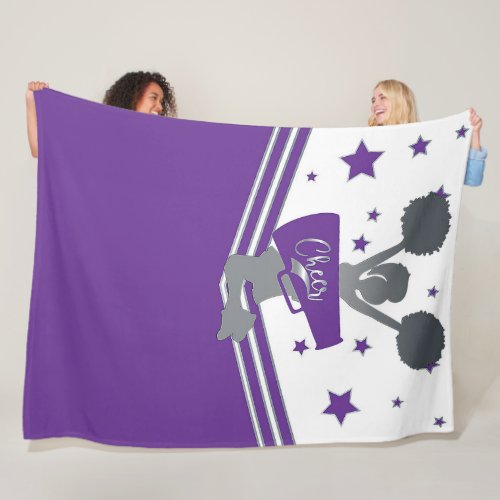 Purple  Silver Stars Cheer Cheer_leading Girls Fleece Blanket