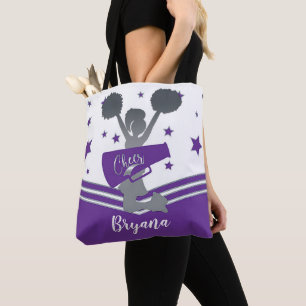 Purple Silver Stars Cheer Cheer-leading Tote Bag