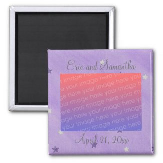 Purple Silver Stars, Save the date photo magnets
