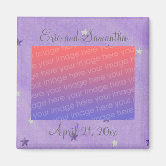 Purple Silver Stars, Save the date photo magnets