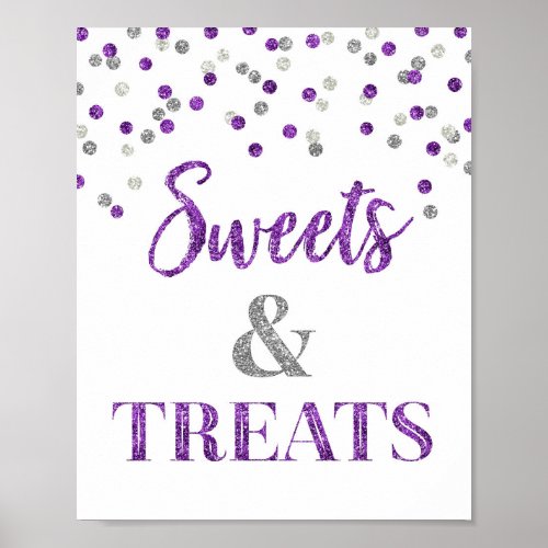 Purple Silver Sweets  Treats Dessert Table Poster