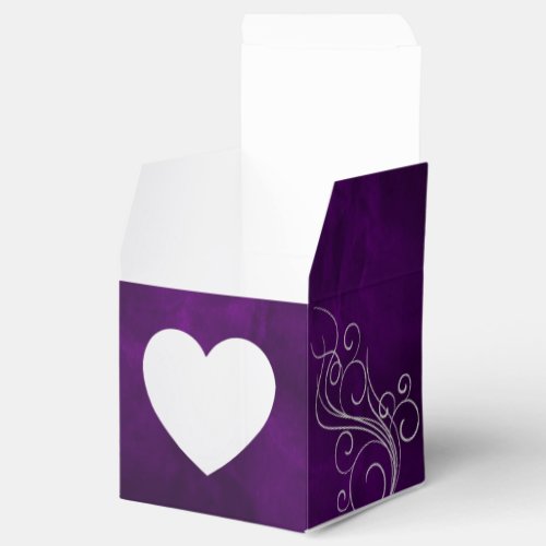 Purple Silver Swirl Heart Favor Box