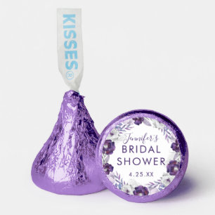 Purple & Silver Watercolor Floral Bridal Shower Hershey®'s Kisses®