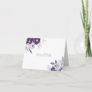 Purple Silver watercolor thank you notes 3963