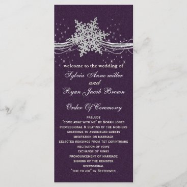 purple Silver  wedding programs tea length