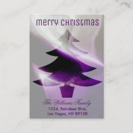 Purple Silver White Christmas Tree Elegant Stylish Business Card
