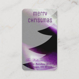 Purple Silver White Christmas Tree Elegant Stylish Business Card