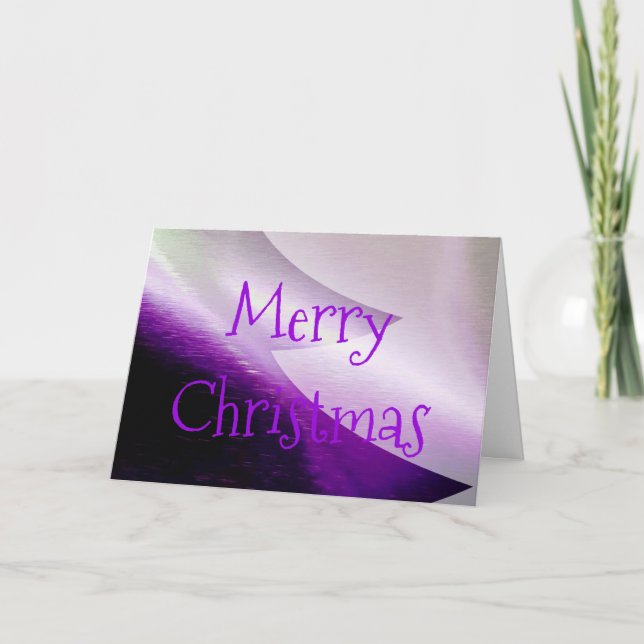 Purple Silver White Christmas Tree Elegant Stylish Holiday Card (Front)