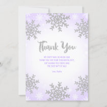Purple Silver Winter ONEderland Birthday Thank You Card