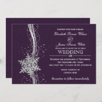 purple Silver Winter wedding invitations