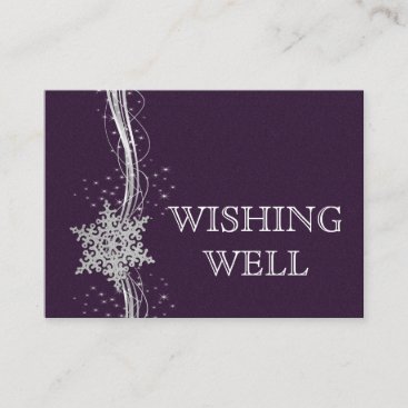 purple Silver  Winter wedding wishing well Enclosure Card