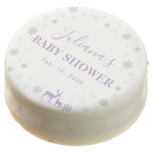Purple & Silver Winter Wonderland Girl Baby Shower Chocolate Covered Oreo