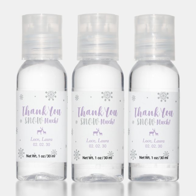 Purple & Silver Winter Wonderland Party Favors Hand Sanitizer (Set)