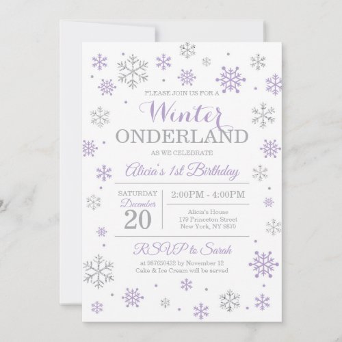 Purple Silver Wonderland Birthday Invitation