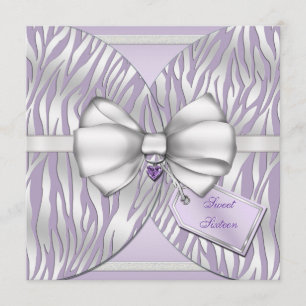 Purple Silver Zebra Invite Ribbon & Jeweled Bow