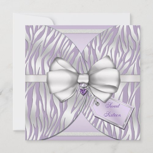 Purple Silver Zebra Invite Ribbon &amp; Jeweled Bow