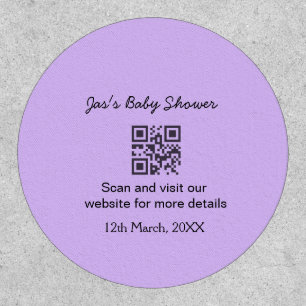 Purple simple baby shower q r code add name text patch