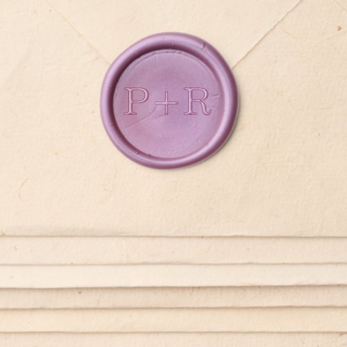 Purple Simple Bride and Groom Initials  Wax Seal Sticker