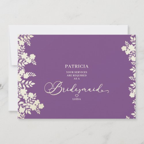 Purple Simple Bridesmaid Proposal Botanical Frame