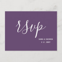Purple Simple Calligraphy Modern RSVP Card