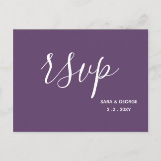 Purple Simple Calligraphy Modern RSVP Card