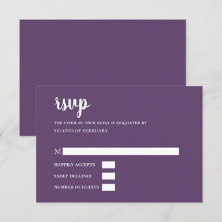 Purple Simple Calligraphy Modern RSVP Card