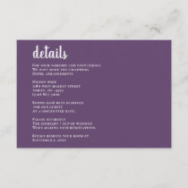 Purple Simple Calligraphy Modern Wedding    Enclosure Card