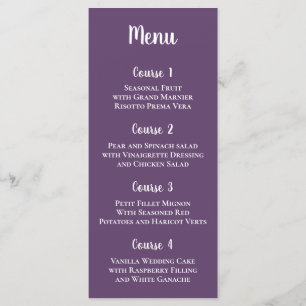 Purple Simple Calligraphy Modern Wedding Menu