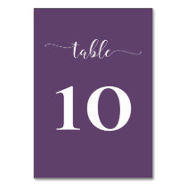 Purple Simple Calligraphy Modern Wedding  Table Number