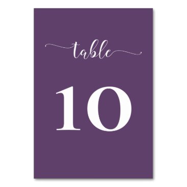 Purple Simple Calligraphy Modern Wedding  Table Number